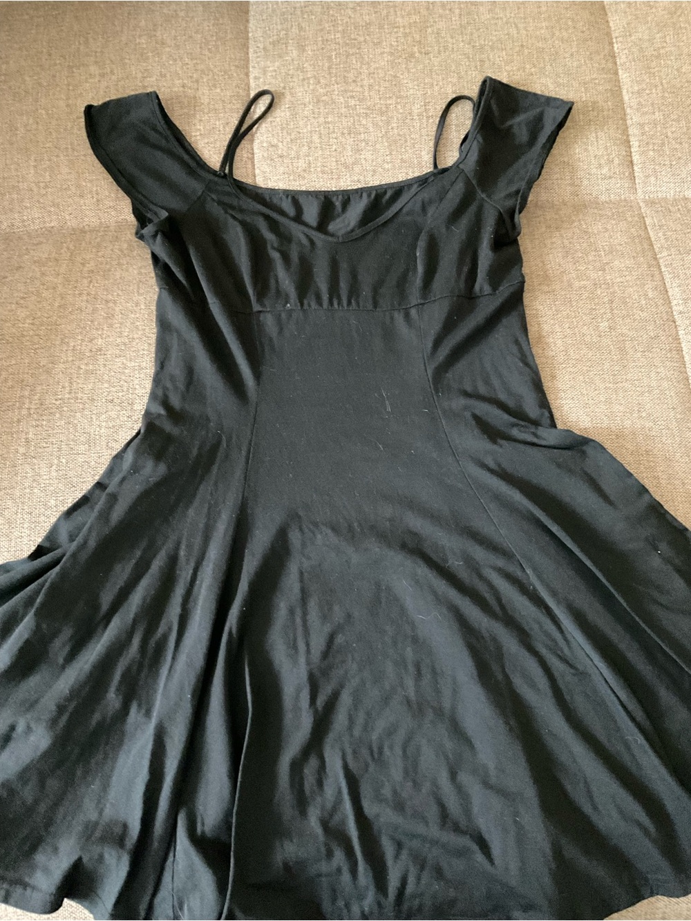 Black Scoop Neck Fit-and-Flare Dress